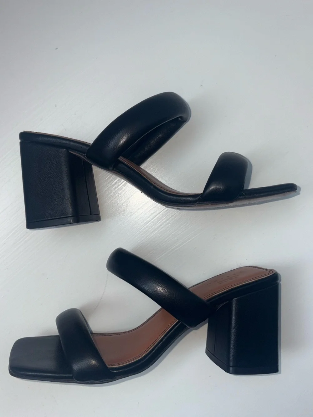 Black Padded Mid Heel Mules